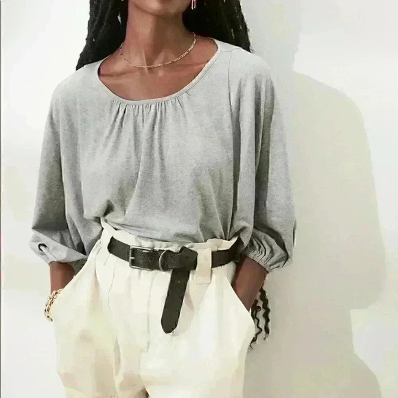 Banana Republic Grey Knit Poet Top - Picture 1 of 8